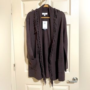 Magaschoni Cashmere Fringe Open Cardigan/Sweater